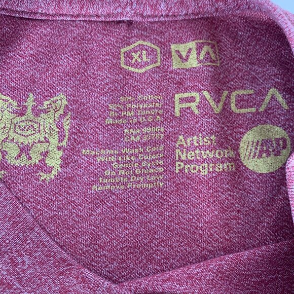 RVCA Red Short Sleeve Crewneck Shirt Mens XL READ - Picture 3 of 4